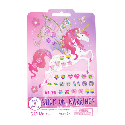 20 Pairs Unicorn Princess Stick On Earrings