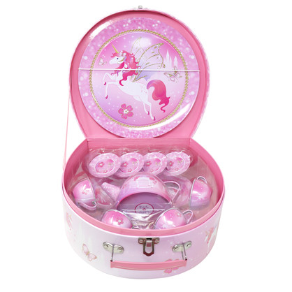 Unicorn Princess 15 Piece Tin Tea Set In Carry Case