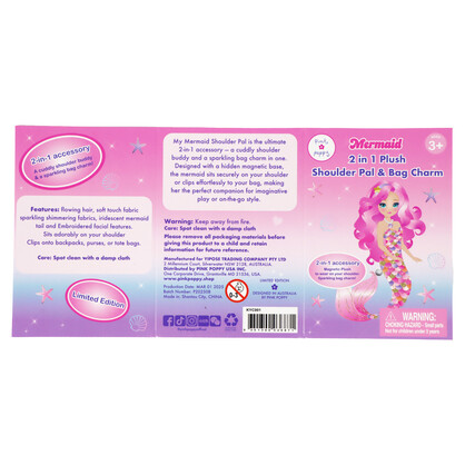 Mermaid 2 in 1 Plush Shoulder Pet & Bag Charm