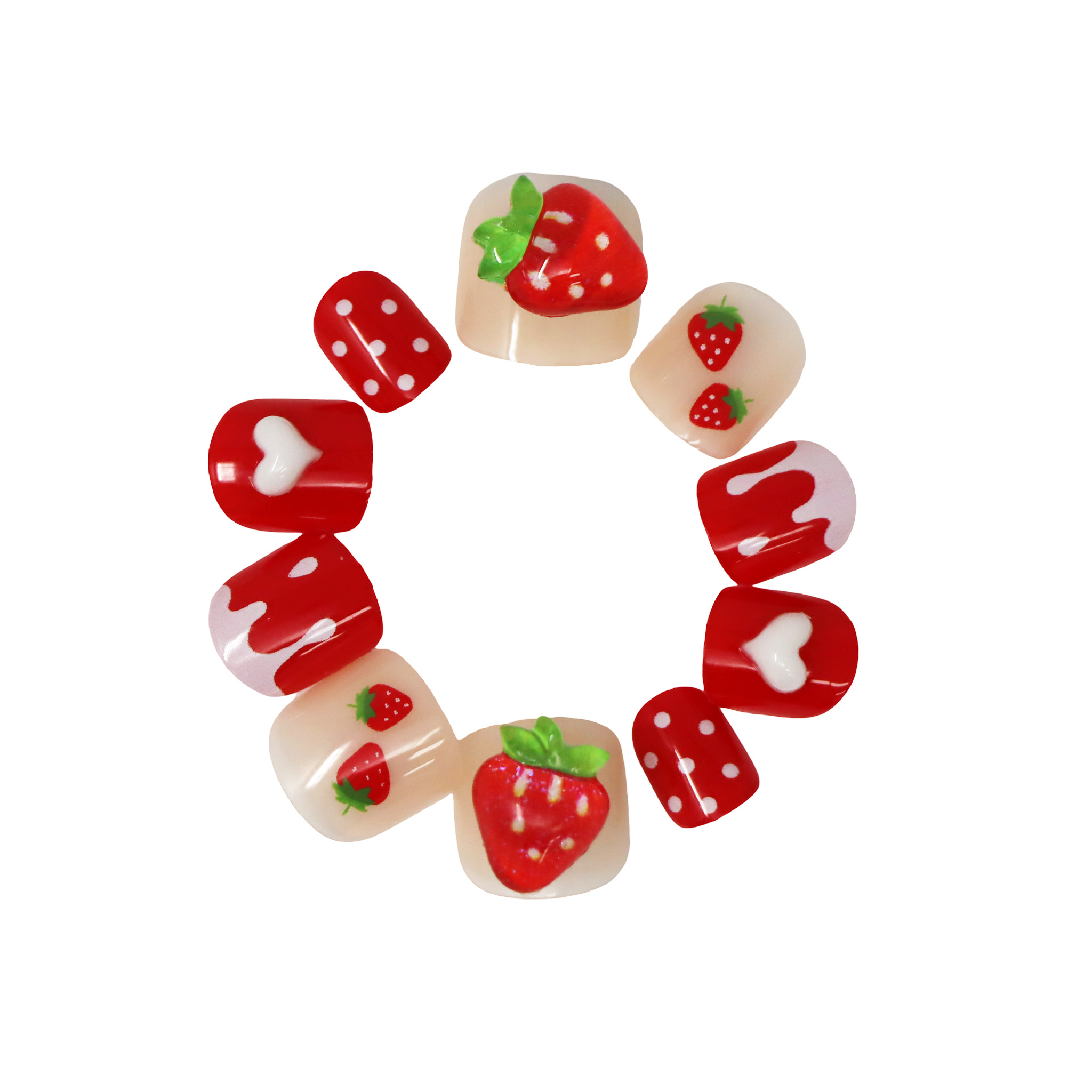 3D Fidget Spinner Press On Nails Strawberry