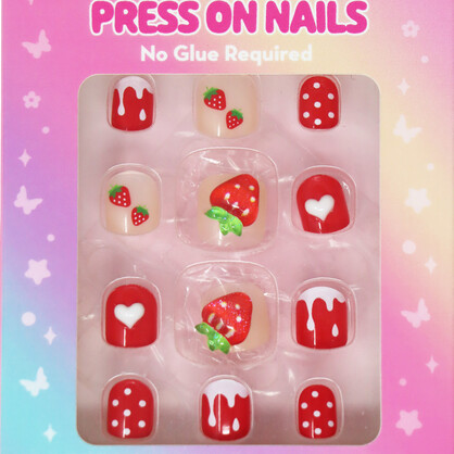 3D Fidget Spinner Press On Nails Strawberry