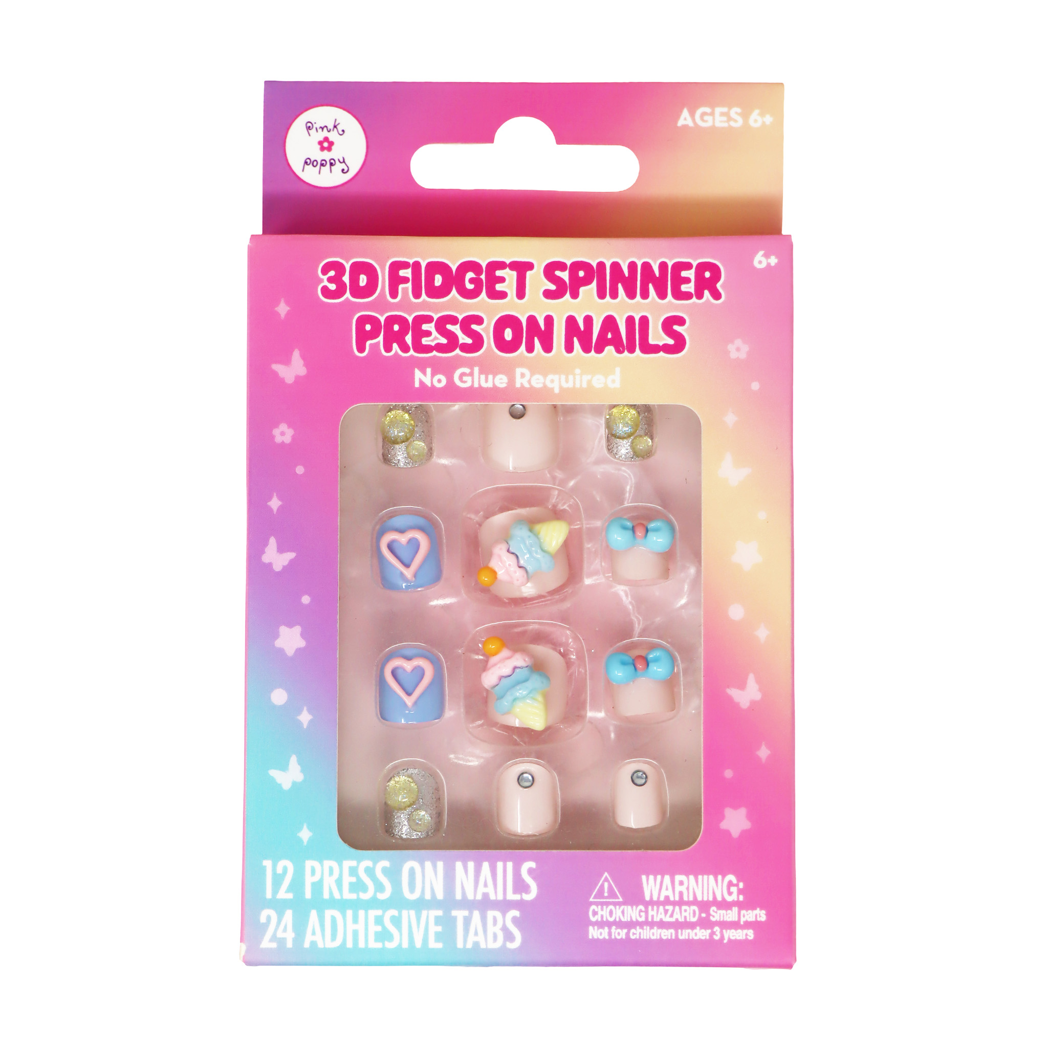 3D Fidget Spinner Press On Nails  Ice Cream