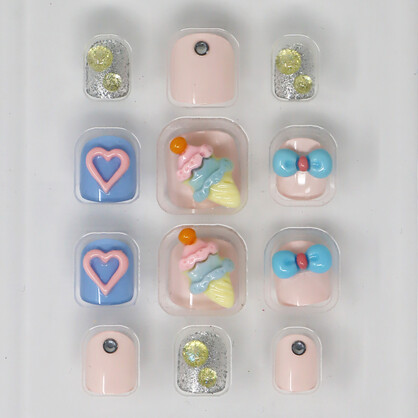 3D Fidget Spinner Press On Nails  Ice Cream