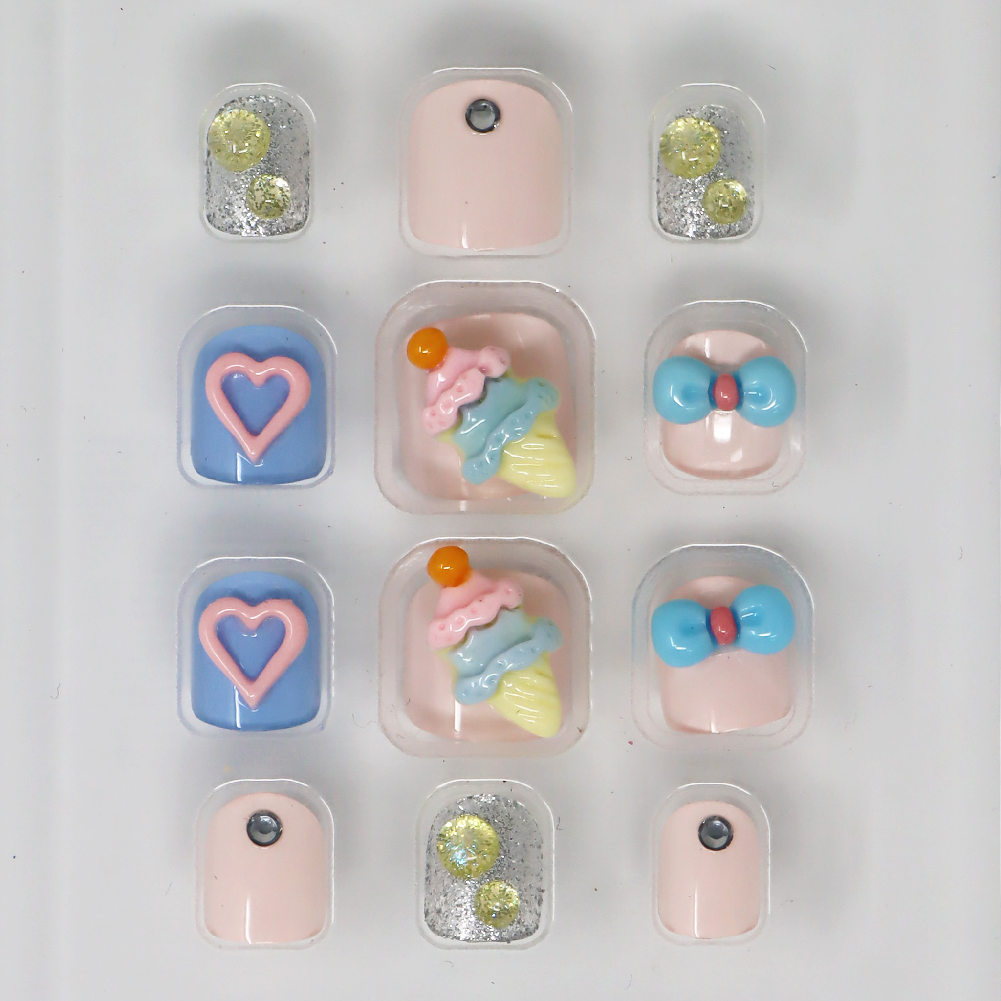 3D Fidget Spinner Press On Nails  Ice Cream