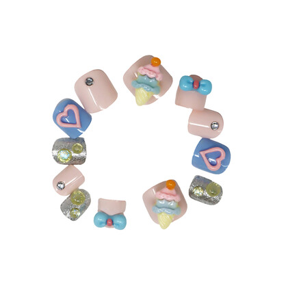 3D Fidget Spinner Press On Nails  Ice Cream