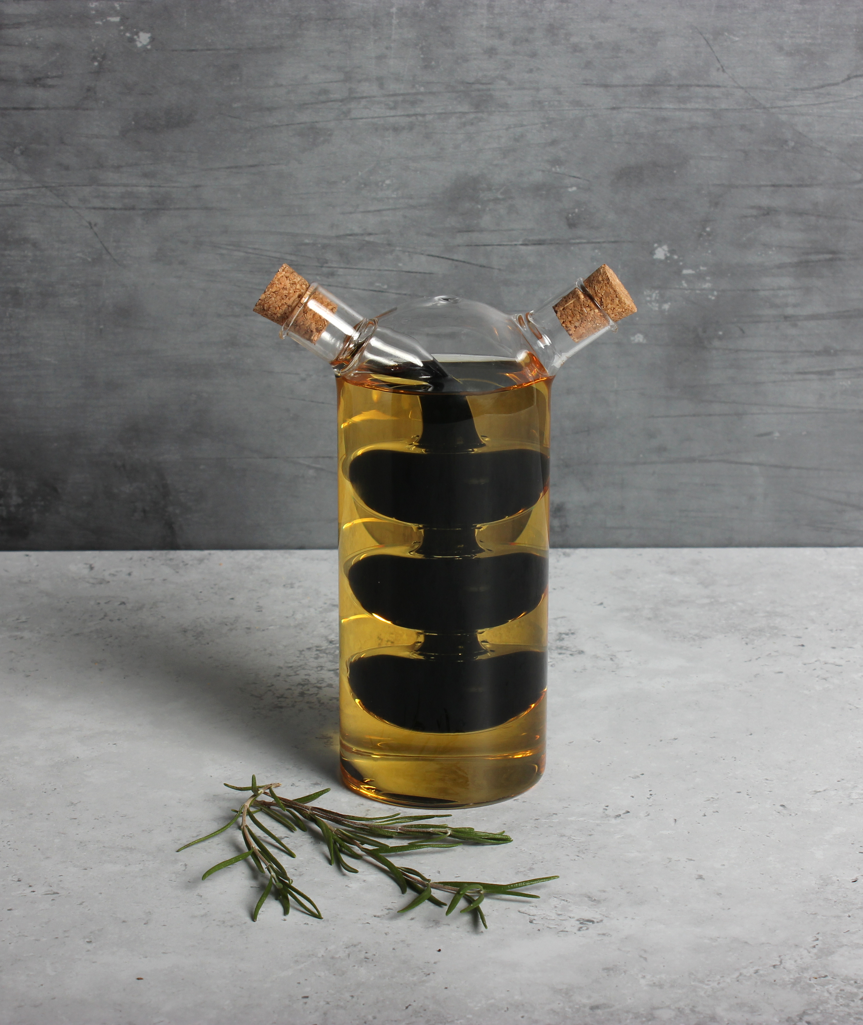 Borosilicate Double Wall Oil and Vinegar Bottle with Cork Lids