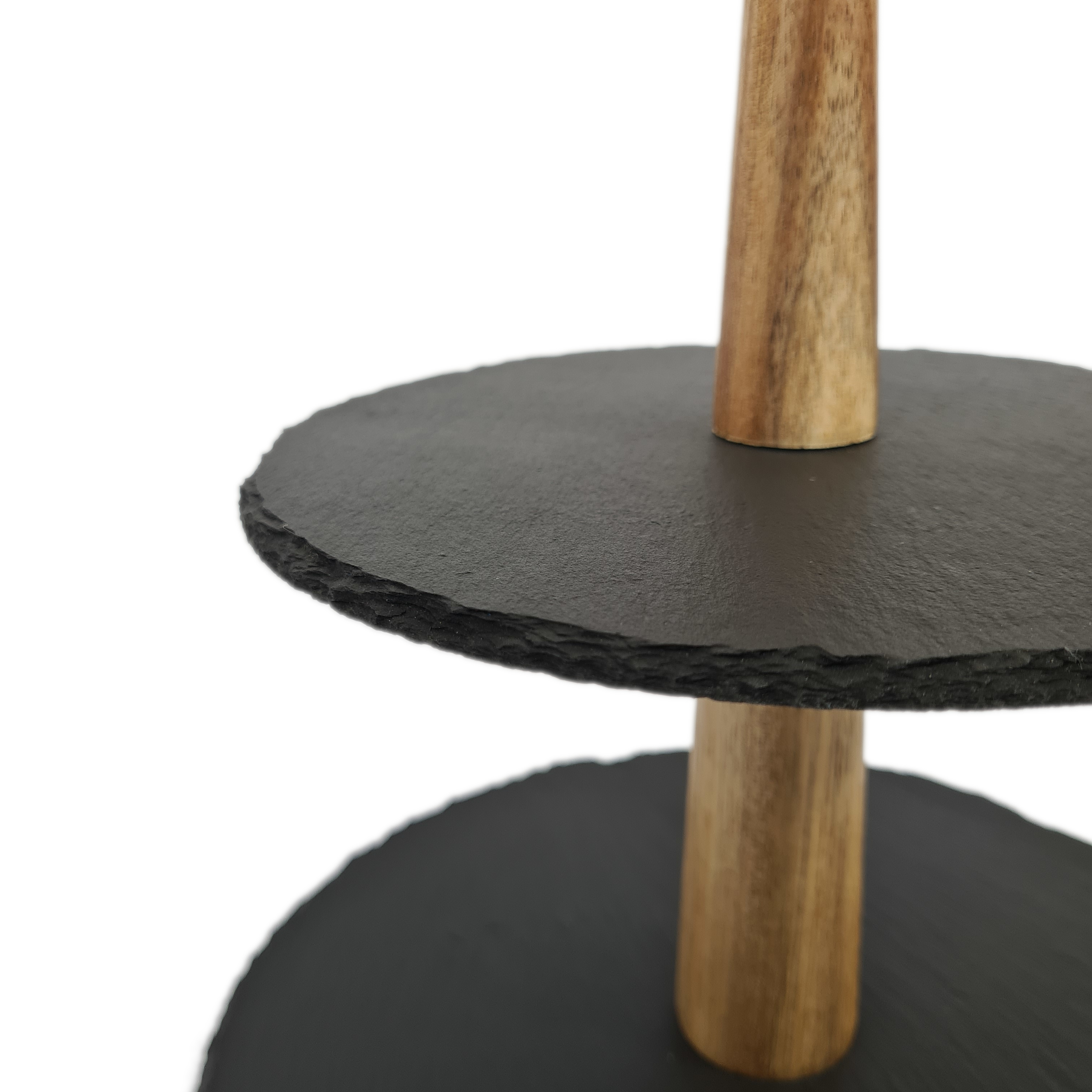 Wholesale 2 Tier Slate Serving Stand with Acacia Handle GABEL&TELLER