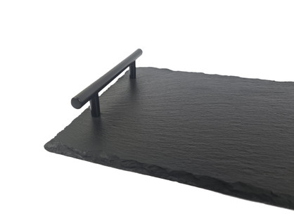 Slate Tray with Matte Black Handles - Size: 60 x 20cm