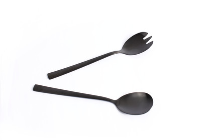 Satin Black 2 Piece Salad Server Set