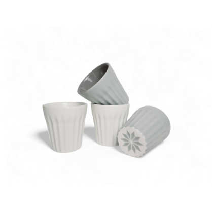 Matte Grey and White Espresso Cup - Set of 4