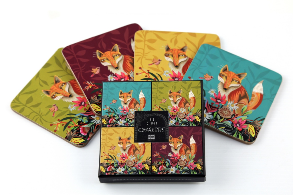 Wholesale Set of 6 ? Fox set of 4 coasters, 10x10cm - RIKARO - Fieldfolio