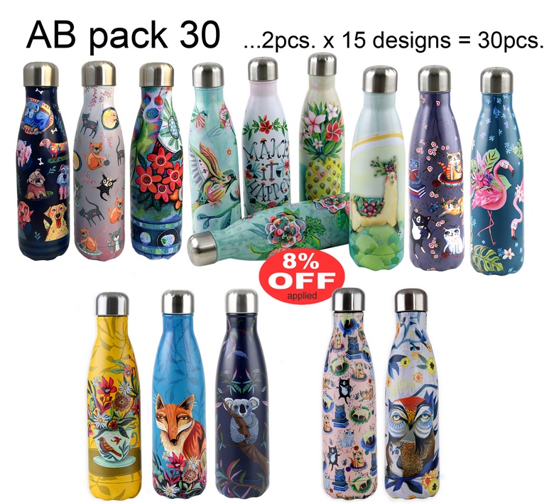 Set of 3 - FLAMINGOS water bottle