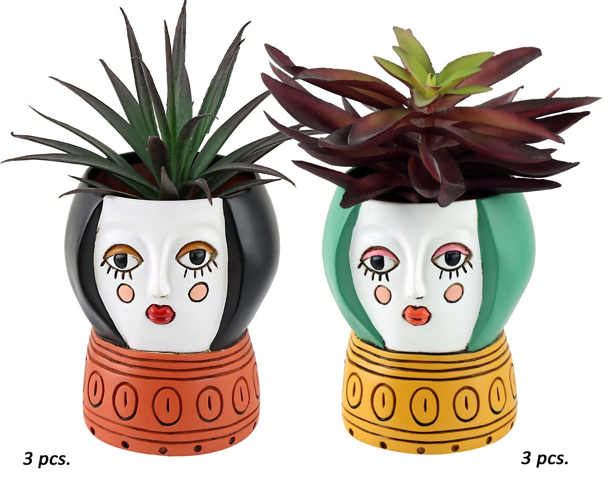 Set of 3+3 - Baby DOLL MIX planters,H 12cm