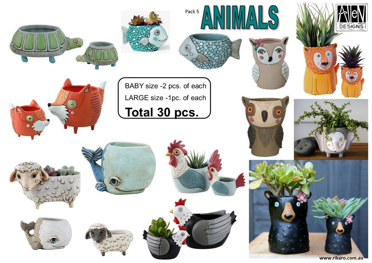 Wholesale Planters pack ANIMALS 30pcs. RIKARO Fieldfolio