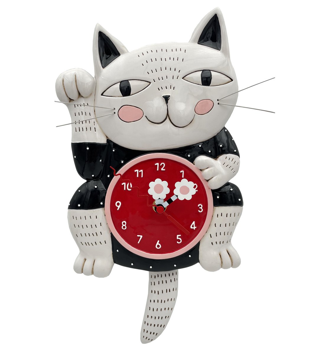 Wholesale 'Lucky Cat' clock, 34x18cm - RIKARO - Fieldfolio