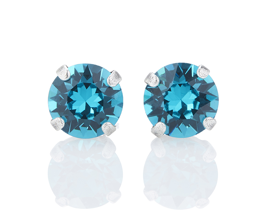 Zircon Blue Italian Crystal 8mm Stud