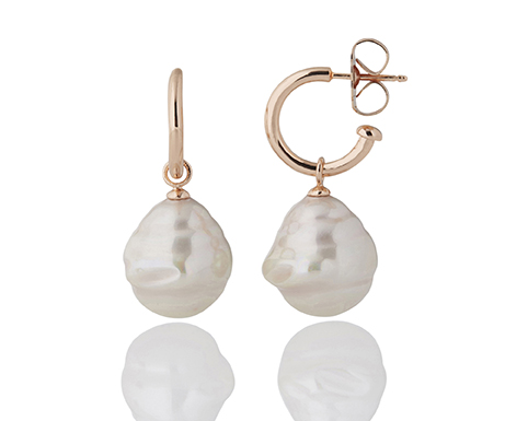 PALE PINK BAROQUE PEARL HOOP DROP E/A