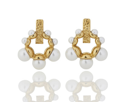 GOLD FRESHWATER GRADUATED PEARL DROP EARRINGS. 2.1CMS LENGTH