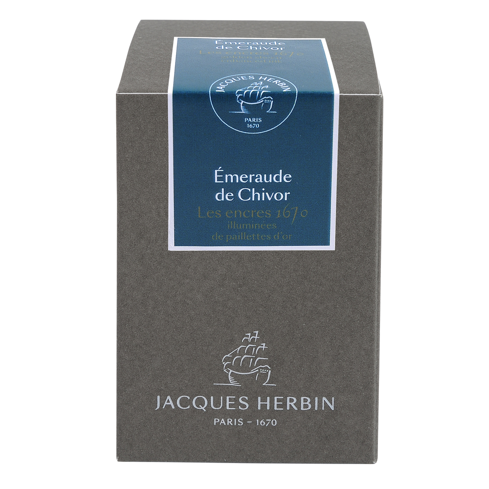 Jacques Herbin Prestige - 1670 Collection - Fountain Pen Ink - 50ml Bottle - meraude de Chivor (Emerald Green)