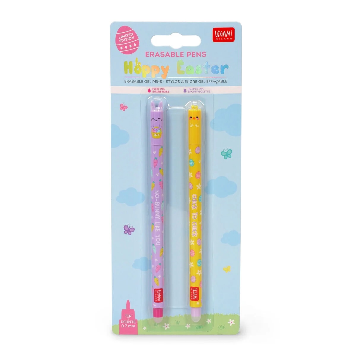 Legami - Set of 2 Erasable Gel Pen - Hoppy Easter (ships as a Pk of 12 - EPSETKIT10)