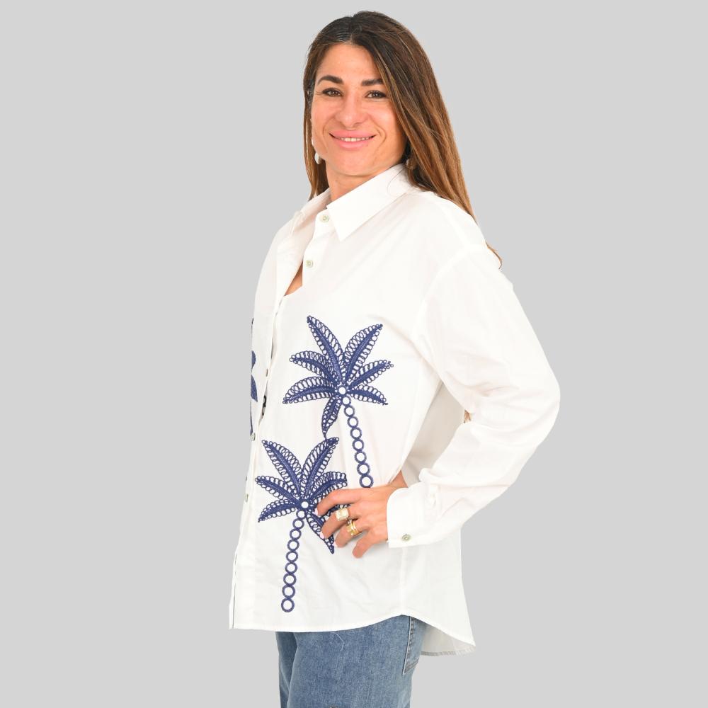2523-PACK "Hannah" Navy Palm with Embroidery - Pack of 3 (S,M,L)