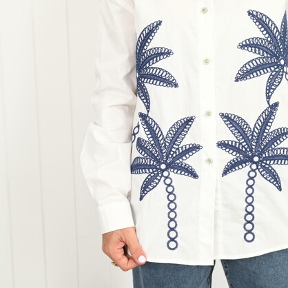 2523-PACK "Hannah" Navy Palm with Embroidery - Pack of 3 (S,M,L)