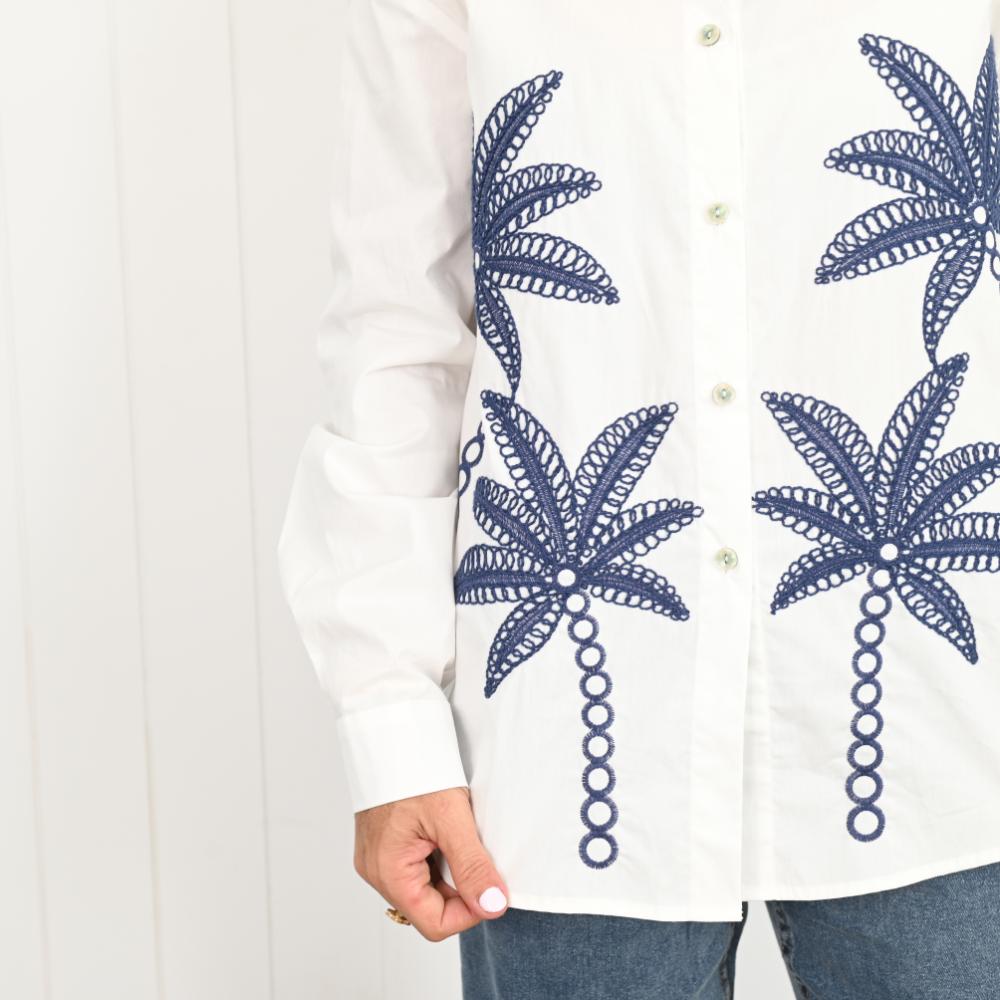 2523-PACK "Hannah" Navy Palm with Embroidery - Pack of 3 (S,M,L)