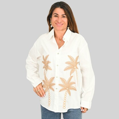 2522-PACK "Hannah" Beige Palm with Embroidery - Pack of 3 (S,M,L)
