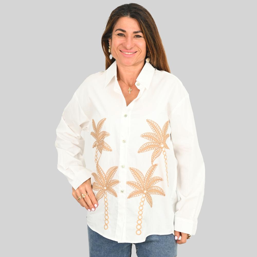 2522-PACK "Hannah" Beige Palm with Embroidery - Pack of 3 (S,M,L)
