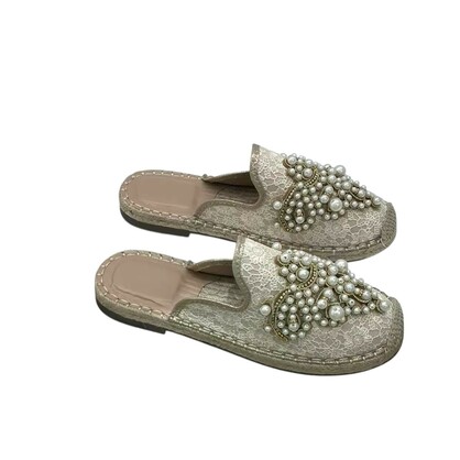 PEARL ESPADRILLE SLIDES
