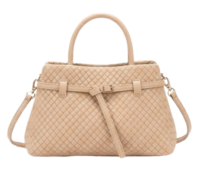 SOLENE WOVEN LEATHER HANDBAGBAG BEIGE