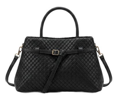 SOLENE WOVEN LEATHER HANDBAGBAG BLACK