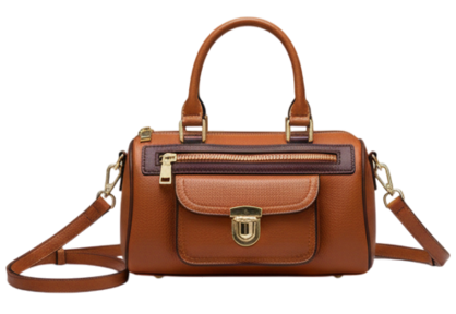 VERSE SMALL BOSTON LEATHER HANDBAG RUST