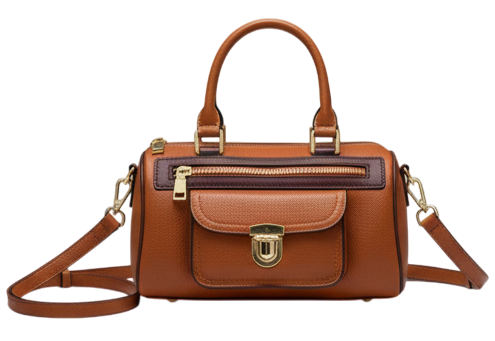 VERSE SMALL BOSTON LEATHER HANDBAG RUST