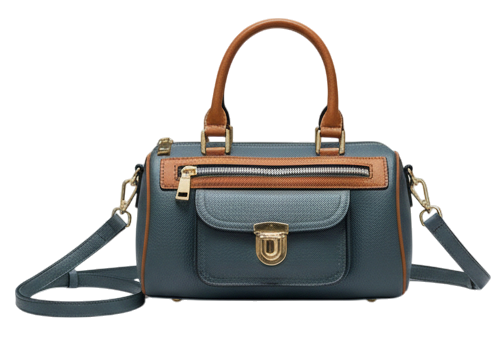 VERSE SMALL BOSTON LEATHER HANDBAG STEEL BLUE