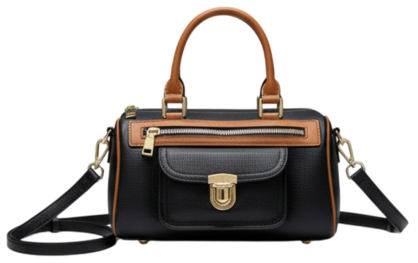 VERSE SMALL BOSTON LEATHER HANDBAG BLACK