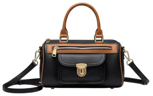 VERSE SMALL BOSTON LEATHER HANDBAG BLACK