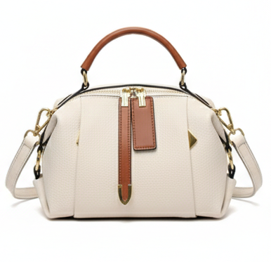 SUNSHINE DOME SATCHEL LEATHER HANDBAGBAG CREAM