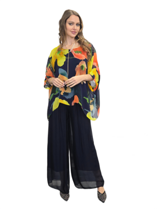FLORA SILK TOP & DIPA PANTS NAVY