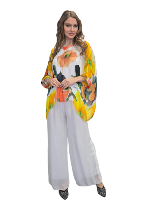 FLORA SILK TOP & DIPA PANTS WHITE