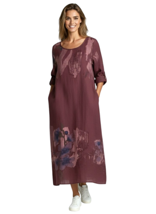 ALLEY LINEN DRESS WINE