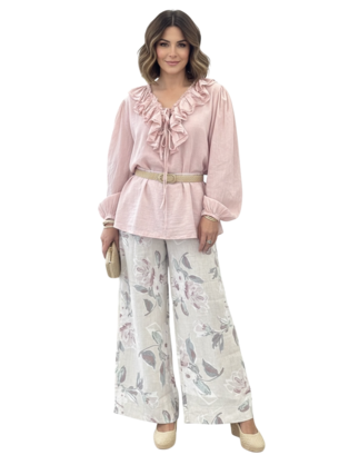 CHIC BLUSH LINEN TOP