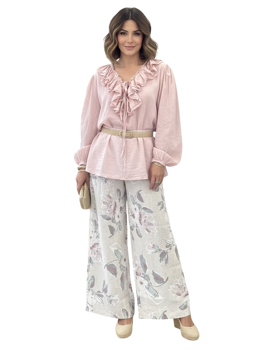 CHIC BLUSH LINEN TOP