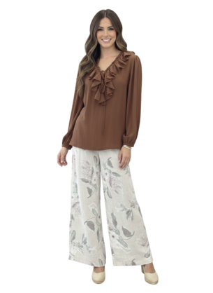 CHIC MOCHA LINEN TOP