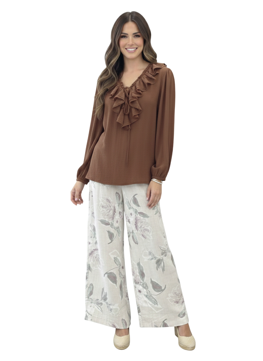 CHIC MOCHA LINEN TOP