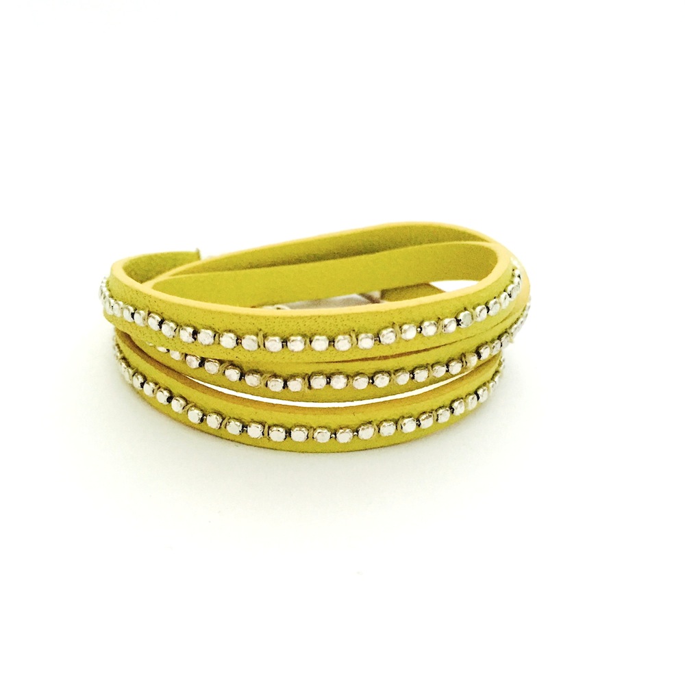 Classic Leather Wrap Bracelet | Lime | Silver