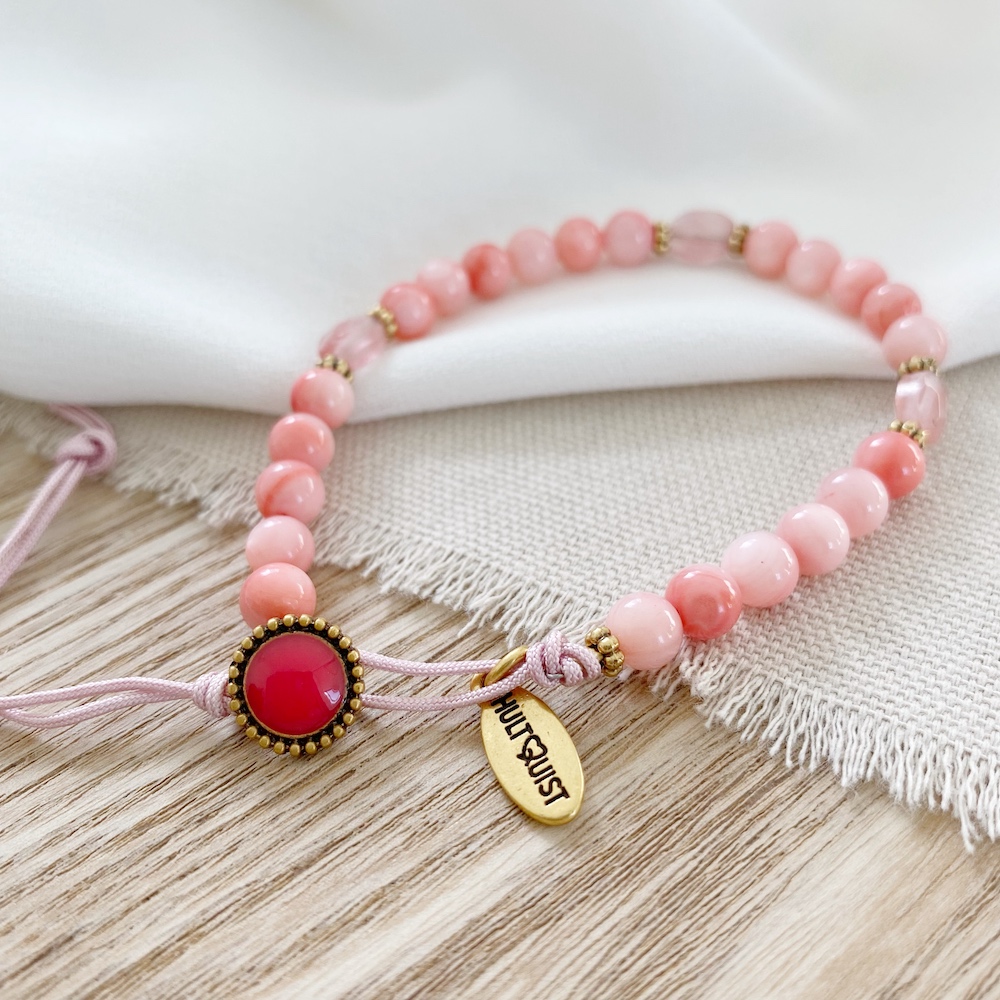 Colourful Spirit Semi Precious Bracelet | Pink | Gold