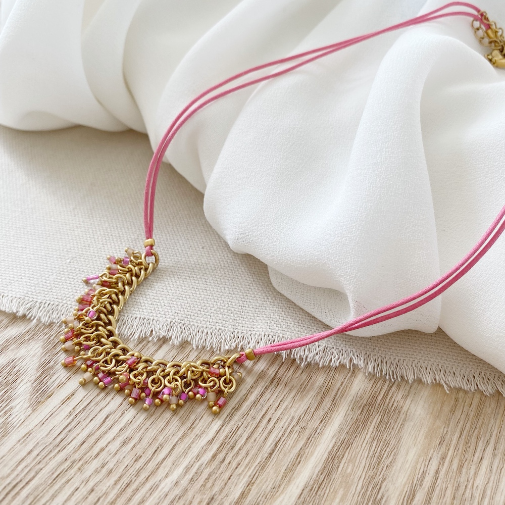 Colourful Spirit Necklace | Pink | Gold