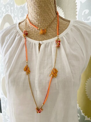 Colourful Spirit Necklace | Orange | Gold