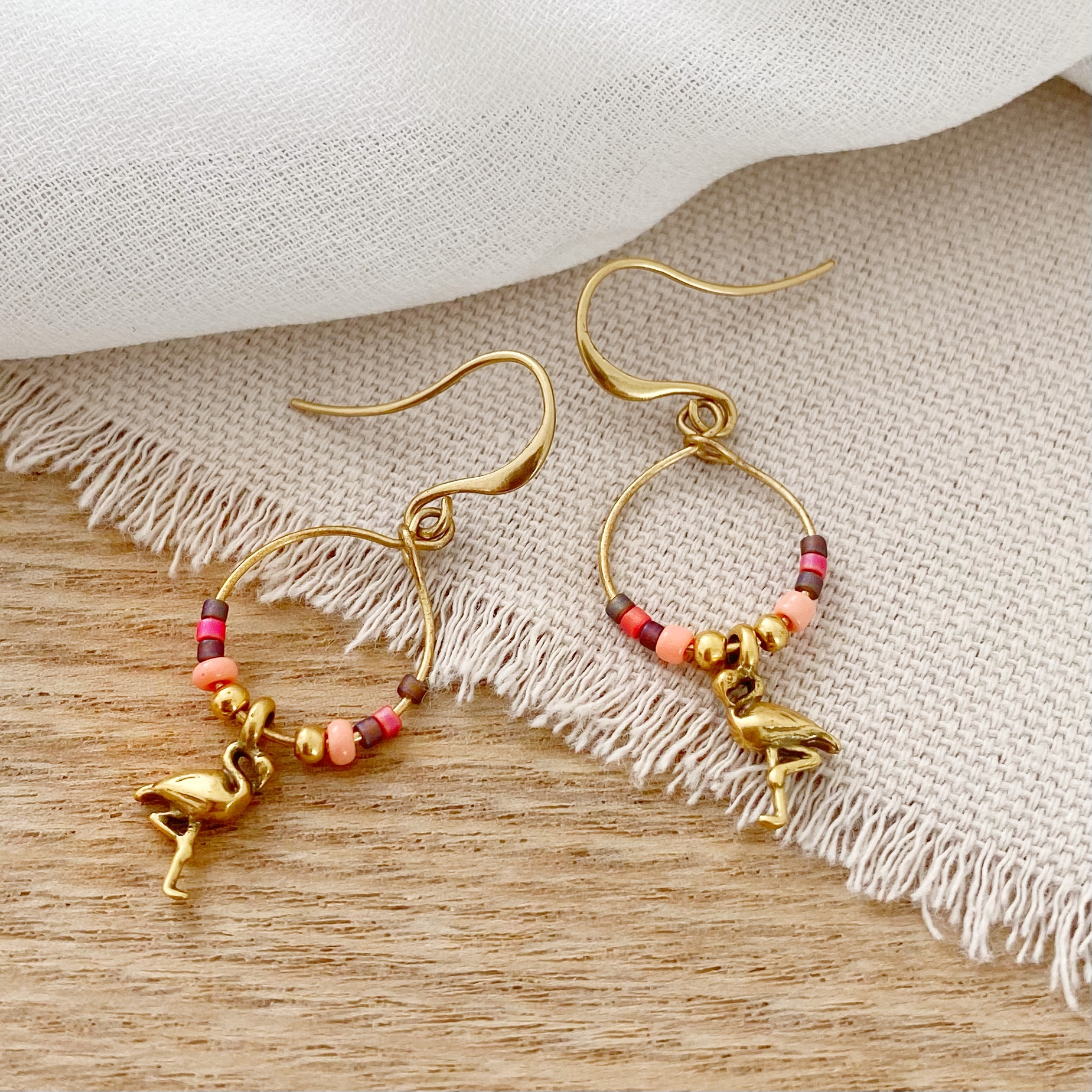 Flamingo Hoop/Hook Earrings